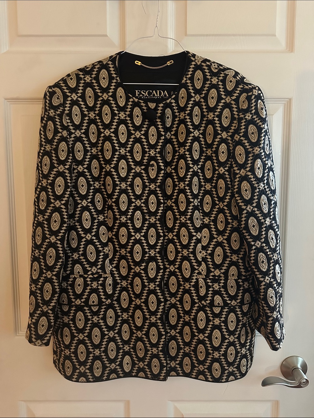 Vintage Escada Black and Cream Geometric Jacket